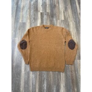 Line Of Trade Women's Large Crew Neck Wool Sweater Elbow Pads  Brown